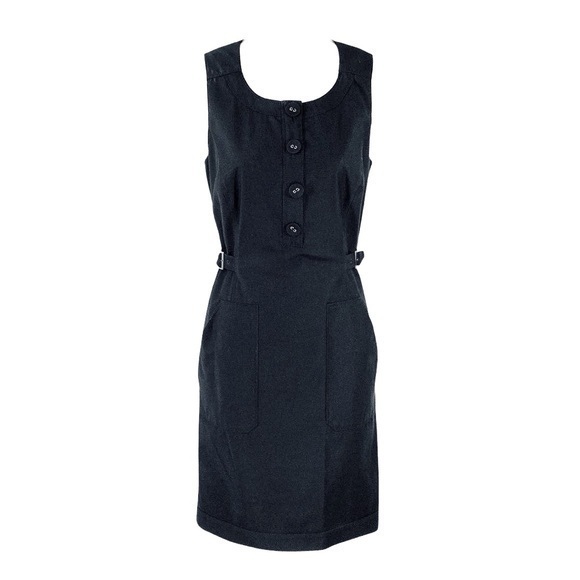 Etcetera black sleeveless buckle side button front sheath dress 4 N2 - Picture 1 of 10